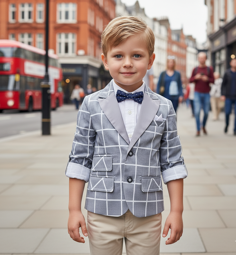 Boys Plaid Blazer Jacket Smart Casual Spring Top Kids Check 4-9Y