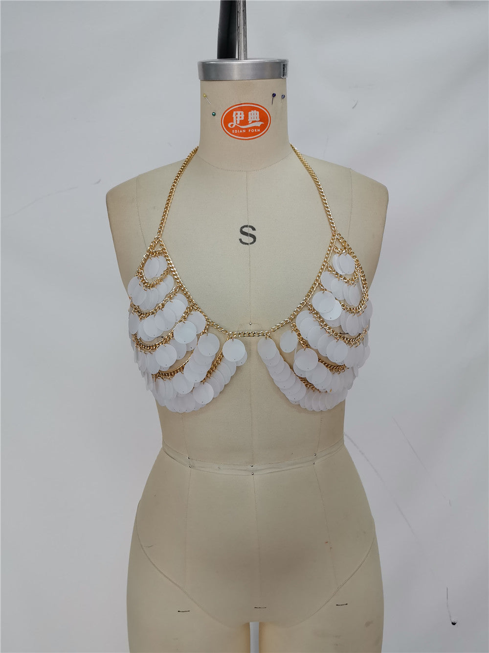 Womens Handmade Body Chain Top Chain Body Decorative Chain Sequin Camisole