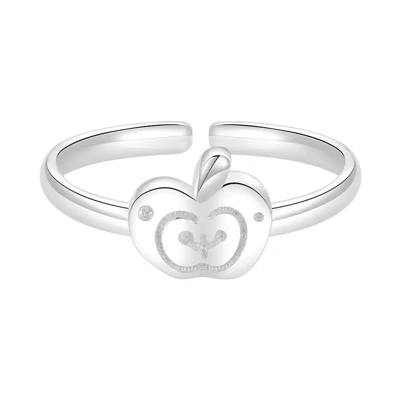 1pc 999 Sterling Silver Apple Open Ring, Minimalist Style, Perfect For Daily Wear And Christmas Eve Valentine's Gift
