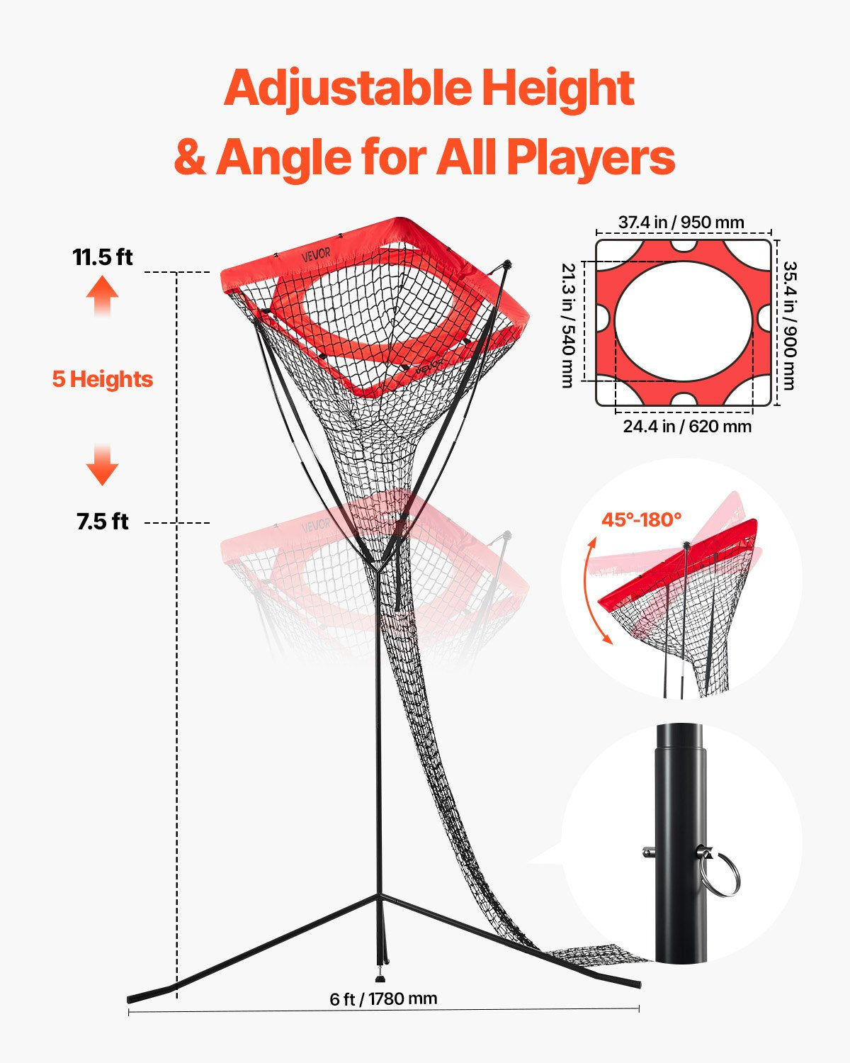 Volleyball Setter Training Equipment, Angle And Height Adjustable Volleyball Trainer, Portable Practice Net With Steel Base, Carrying Bag, Indoor Outdoor Target Net For Serving Spiking Setting