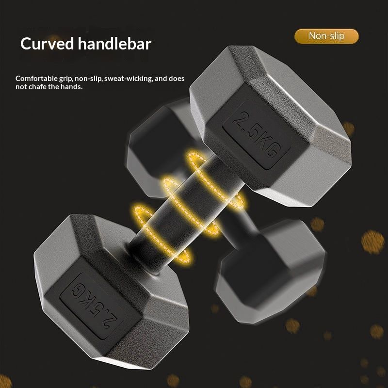 Home Fitness Exercise Equipment Fixed Rubber-Coated Small Dumbbells