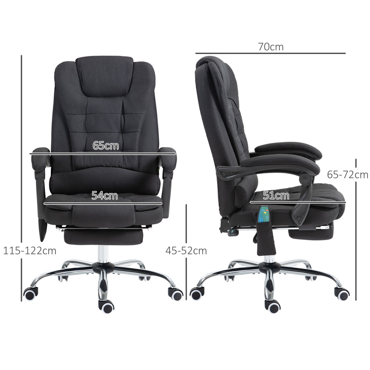 Vinsetto Six-Point Massage And Heated Office Chair - Black