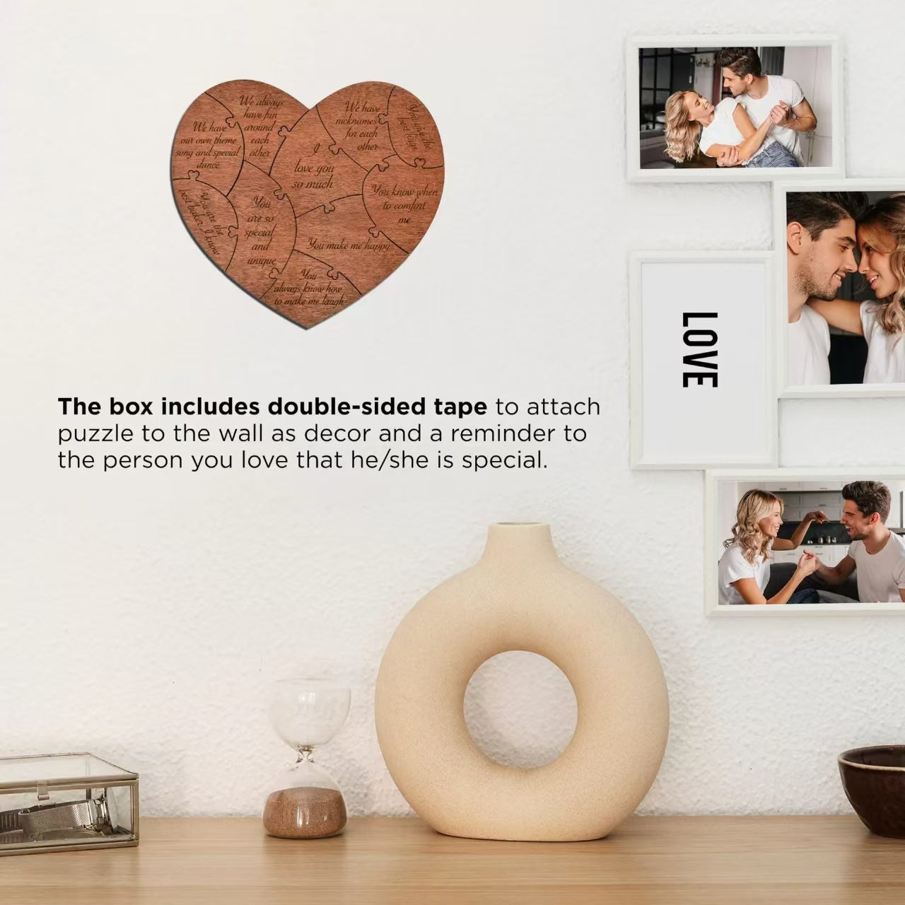 Anniversary Gift Wooden Heart-Shaped Puzzle