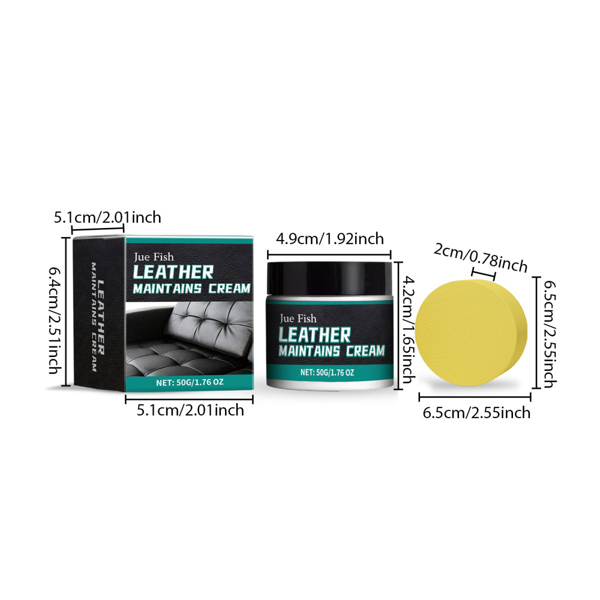 Leather Care Cream 50g Bottle-1 Sponge1box