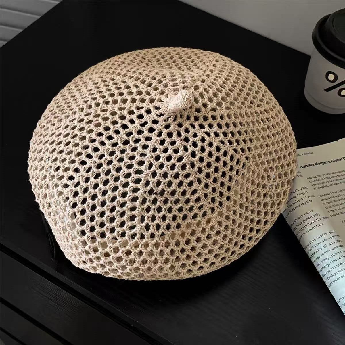 New Hollow-out Woven Beret For Women Summer Style