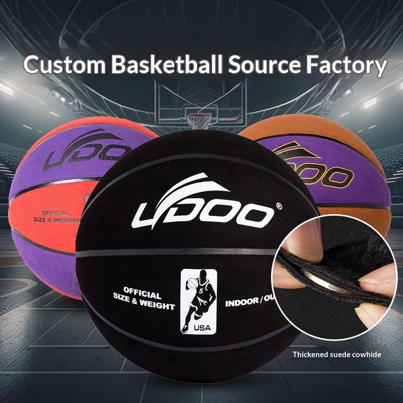 Basketball No.7 Basketball Real Suede Indoor And Outdoor Anti-skid Sweat Absorbent No.6 Black And White Cowhide Basketball Cross-border In Stock Wholesale