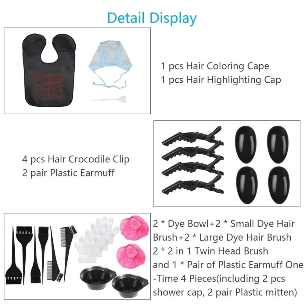 2-Piece Hair Dye Kit With Highlighting Cap For At-Home Hair Dyeing