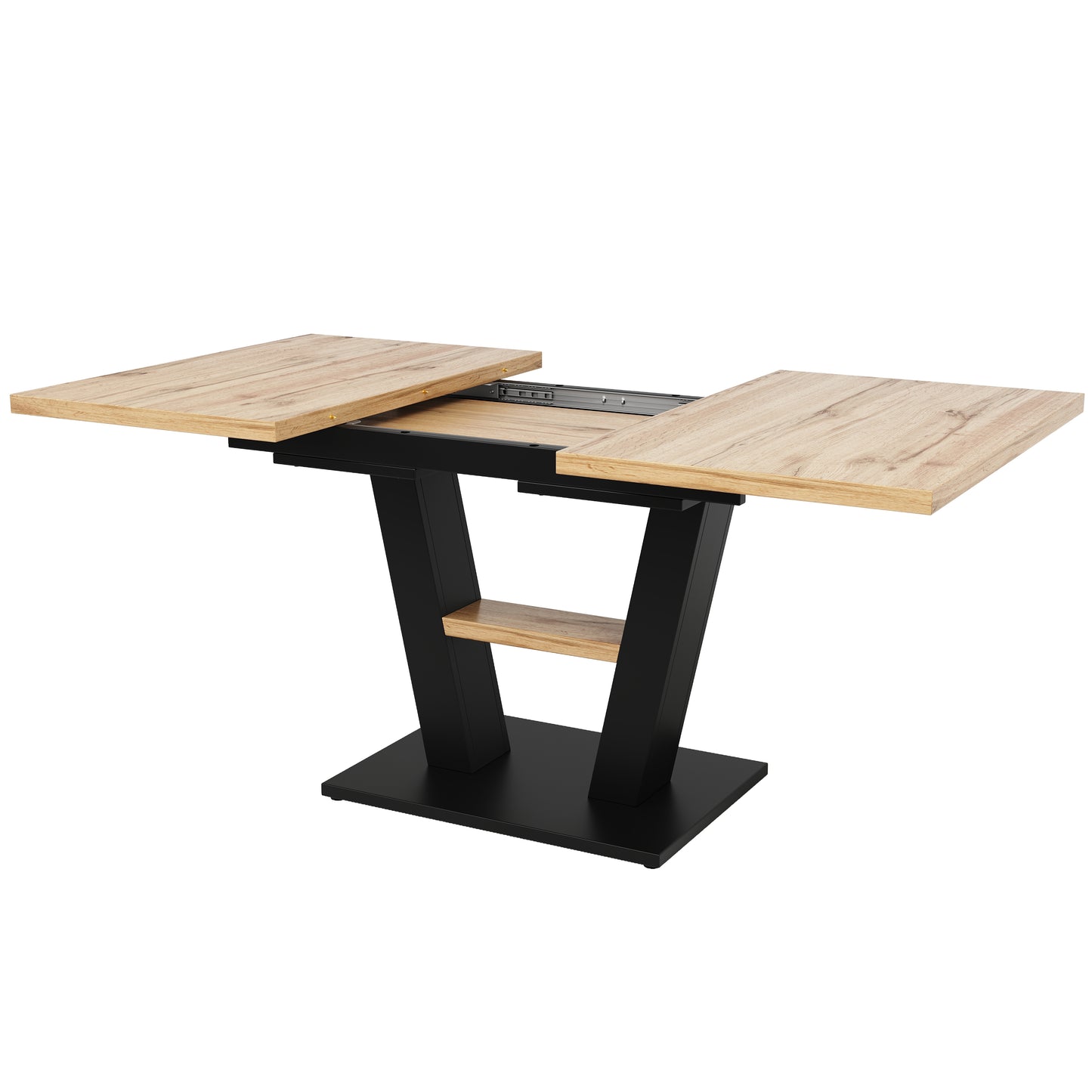 Telescopic Dining Table 118-157X70X75cm , Table, Kitchen Table, Extendable Table, Extendable To 118-157cm With The Help Of Internal Inserts, For Kitchen And Living Room, Wood-coloured Dining Table