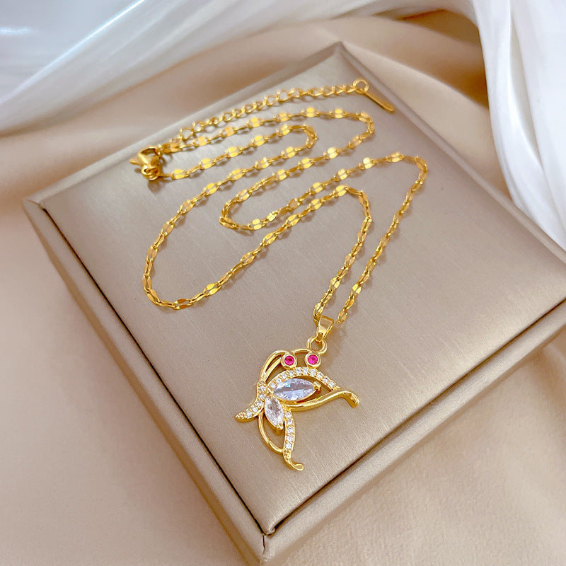 Zircon Butterfly Light-Luxury Fashion Necklace For Women