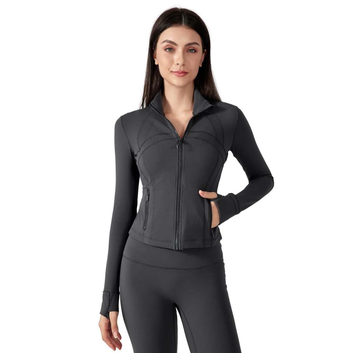 Short Stand Collar Yoga Clothes Coat Women's Sports Cardigan Jacket