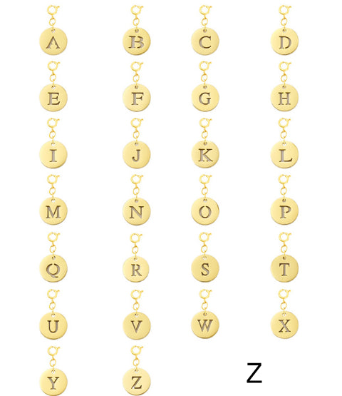 Titanium Steel Bracelet And Necklace Accessories 26-letter Charm Pendants Hand-polished In Gold