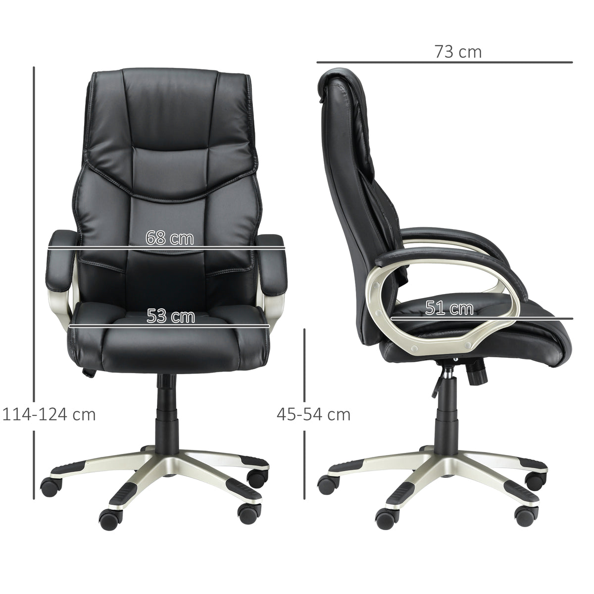 Home Office Chair High Back Computer Desk Chair With Faux Leather Adjustable Height Rocking Function Black
