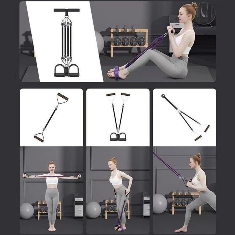 Pedal Resistance Band With 4 Tubes, Adjustable 25-100lb Full Body Workout For