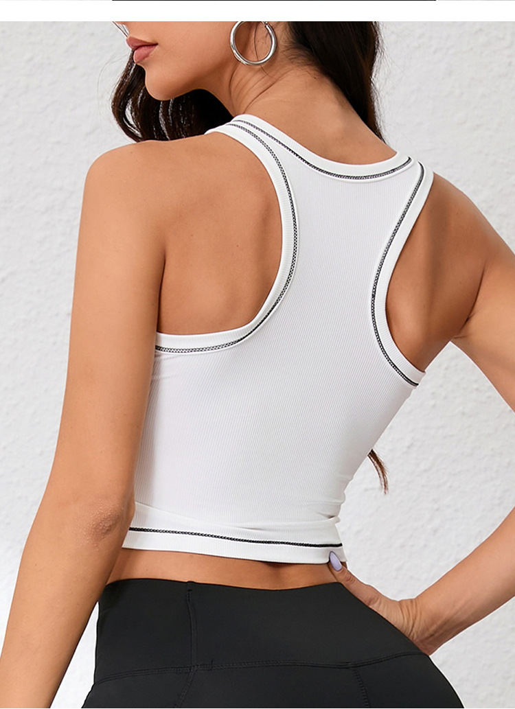 Threaded Solid-color Yoga Tank Top