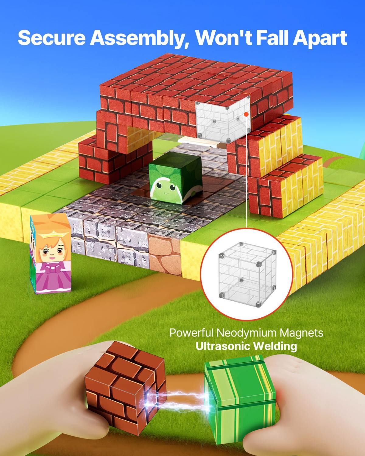 Magnetic Blocks, 100 PCS Magnet Blocks Set, Magnetic Building Cubes For Kids, STEM Montessori Sensory Toys For Christmas Birthday Gift, Construction Stacking Toy For Ages 3 And Years Old Boys & Girls