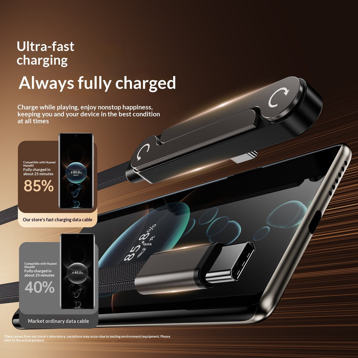 240W Foldable Stand Elbow Braided Charging Cable