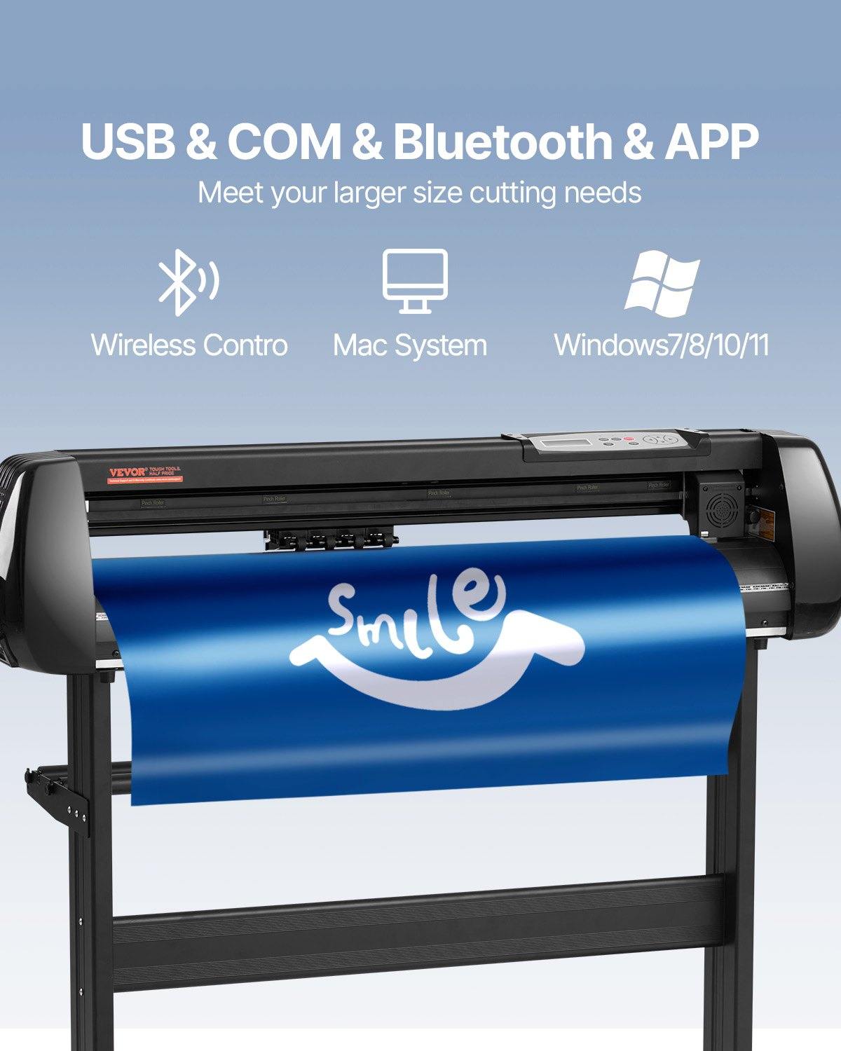Vinyl Cutter Machine, 34in Offline Bluetooth Cutting Plotter Machine, 400in/10m Steel Roller Shaft Adjustable Speed Force, SignMaster Software Tool DIY Craft Kit For Sign Making Windows & Mobile