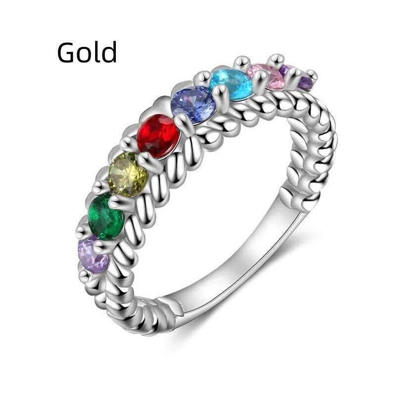12-color Birthstone Fashion Ring