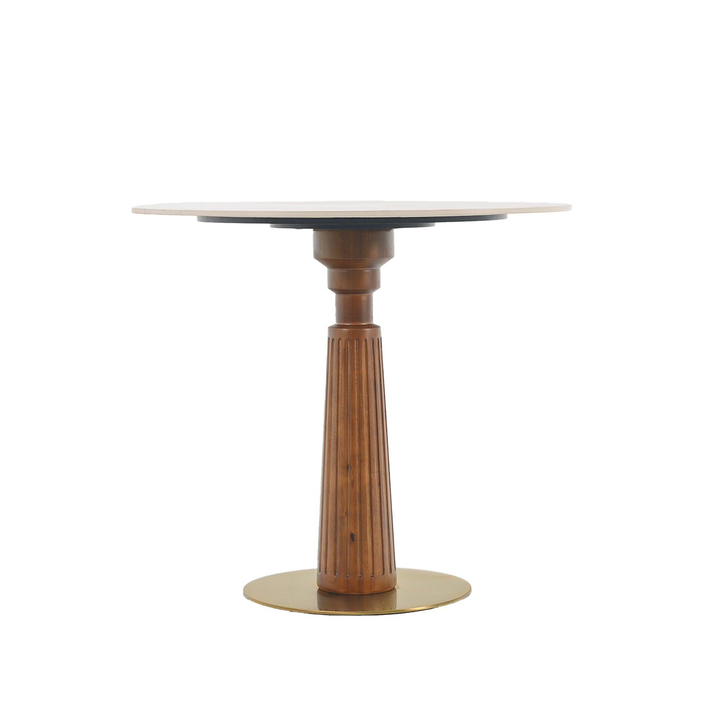 Modern Round Dining Table, 33.5 Sintered Stone Table With Wooden Leg & Gold Base, 2 - Person Kitchen Table For Small Space, 150lbs Weight Capacity Only The Negotiation Table