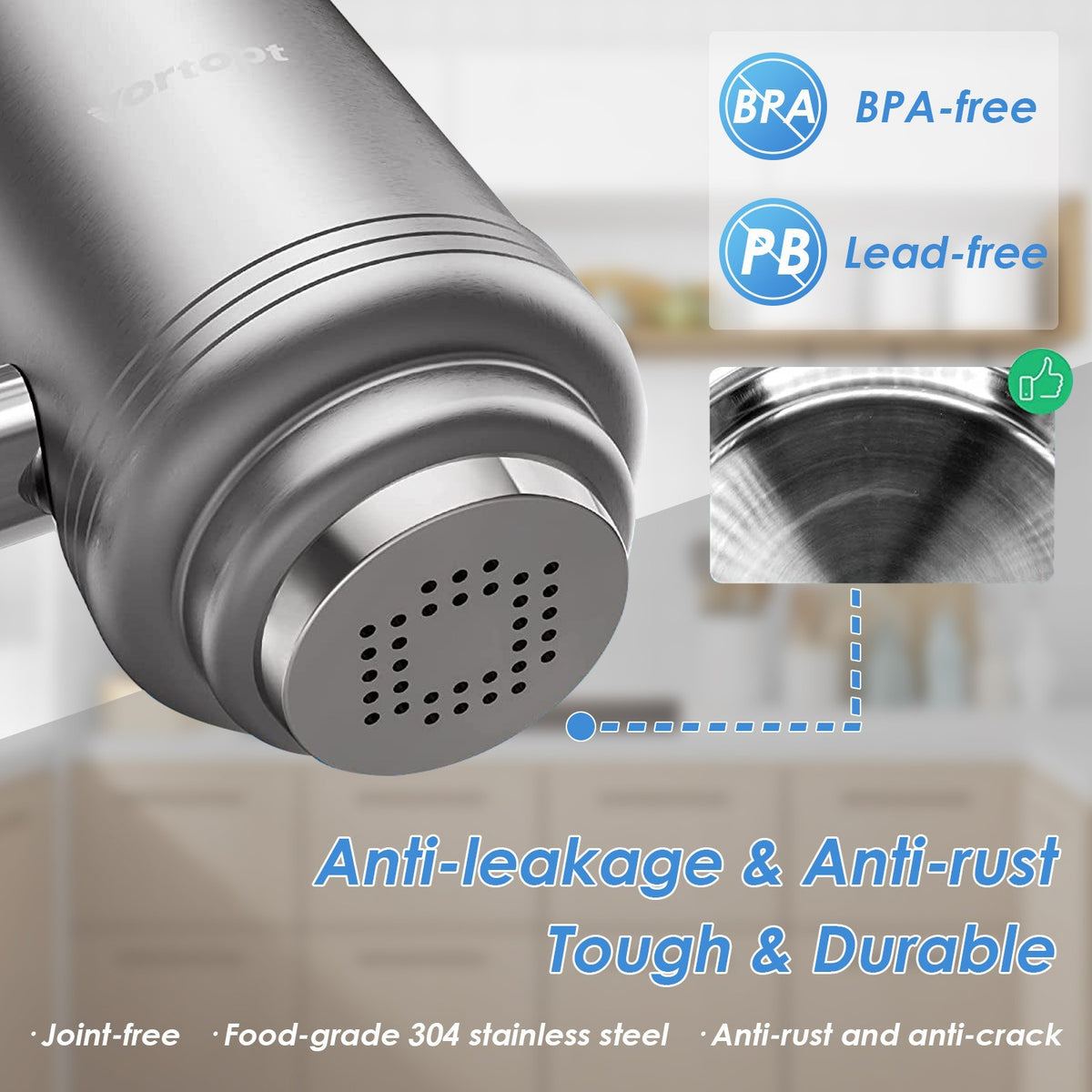 Stainless Steel Faucet Filter, Activated Carbon Filtration, Kitchen