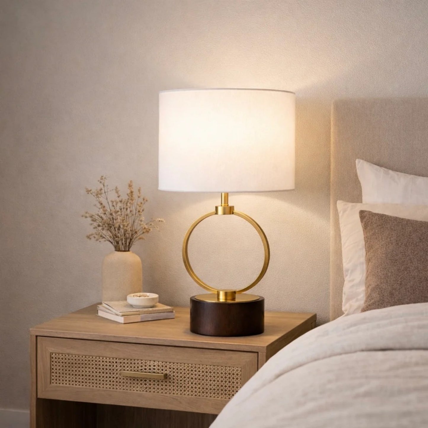 Bedroom Table Lamp Nordic Home Creative Romantic Warm Metal Study Room Desk Bedside Lamp, Grid Metal Circular Table Lamp 110V