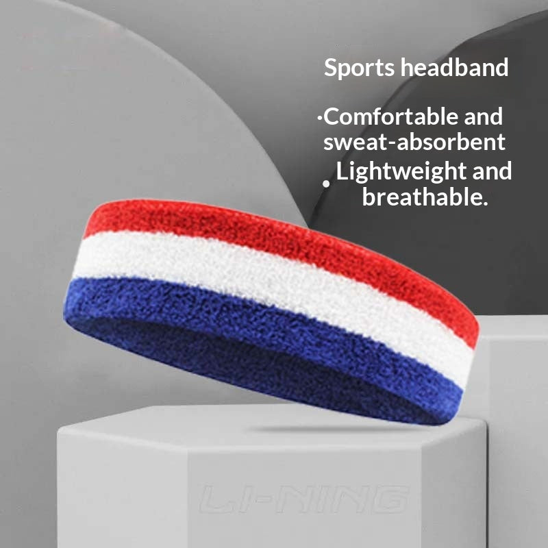 Sweat-Absorbing Headband And Wristband Set For Running And Fitness Exercises