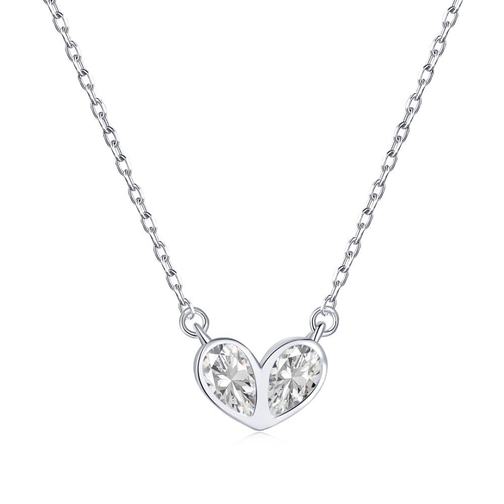 S925 Sterling Silver Necklace Pulsatile Heart Smart Shape Micro Zircon