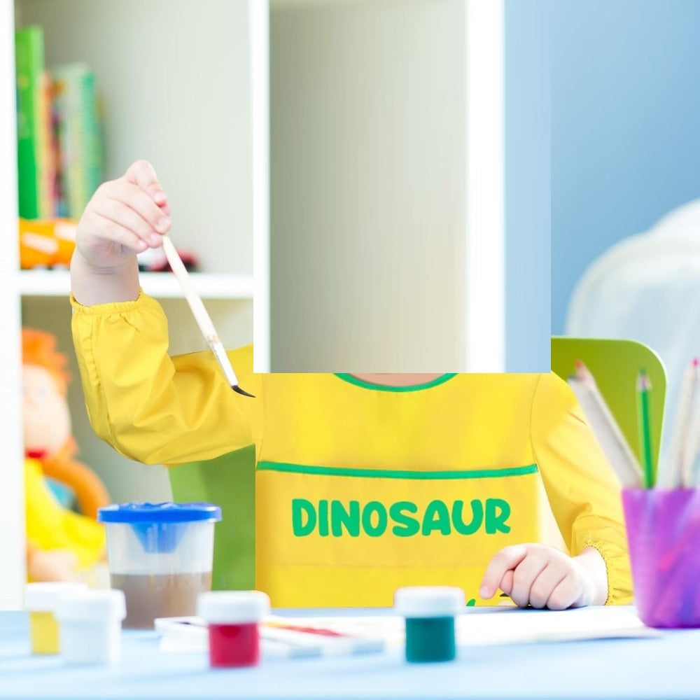 Art Apron With Sleeves, 1 Piece - Painting Apron With Dinosaur Motif - Long-Sleeved Painting Apron - Creative Craft Apron – Event And Party Accessories