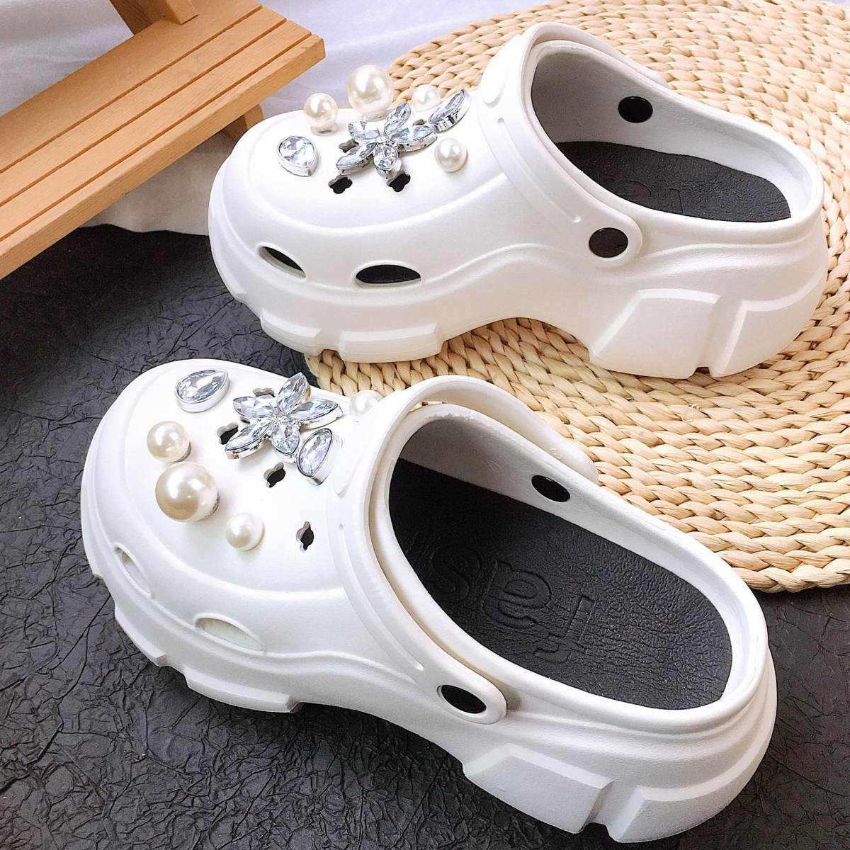 Big Pearl Five-leaf Flower Set Removable Diamond Shoe Buckle Accessories