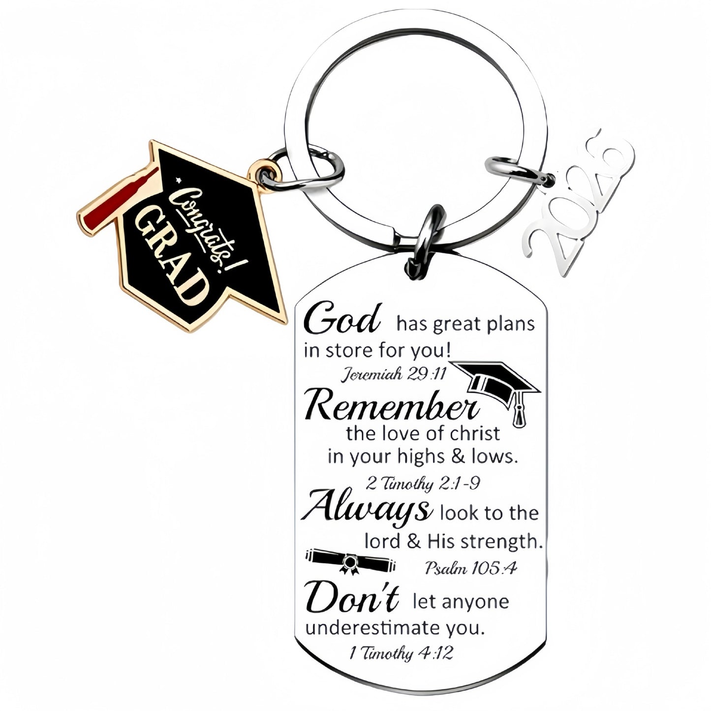 Stainless Steel Keychain With Laser-engraved Graduation Gift Backpack Pendant