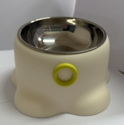 Octopus Pet Bowl-with Stainless Steel Bowl-Jasmine White-PP-1 piece