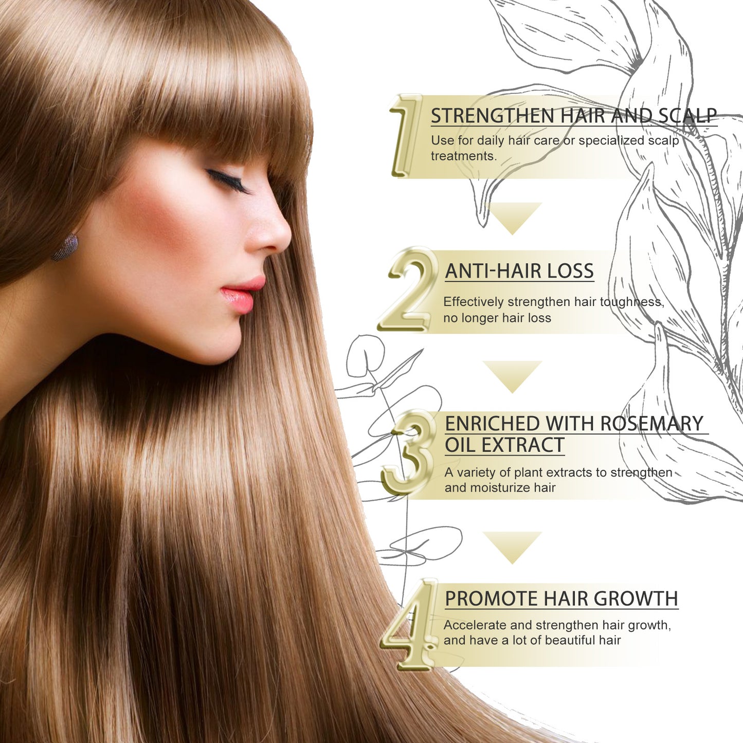 EELHOE Rosemary Dense Hair Essential Oil Repair Hair Damage, Prevent Hair Loss, Smooth Hair, Nourish Hair Care Oil