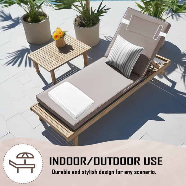 Outdoor Chaise Lounge Cushion, 72 In. X 21 In. X 3 In. Waterproof Fade-Resistant Patio Chair Pad For Pool Beach