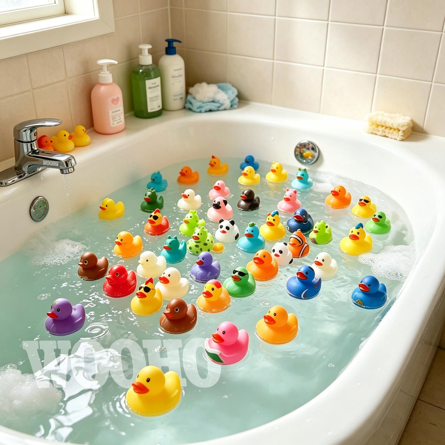 Cute-Themed Rubber Duck Bath Toy Floating Squeaky Yellow Duck Summer Beach & Pool Toy Kids' Birthday Party Supplies