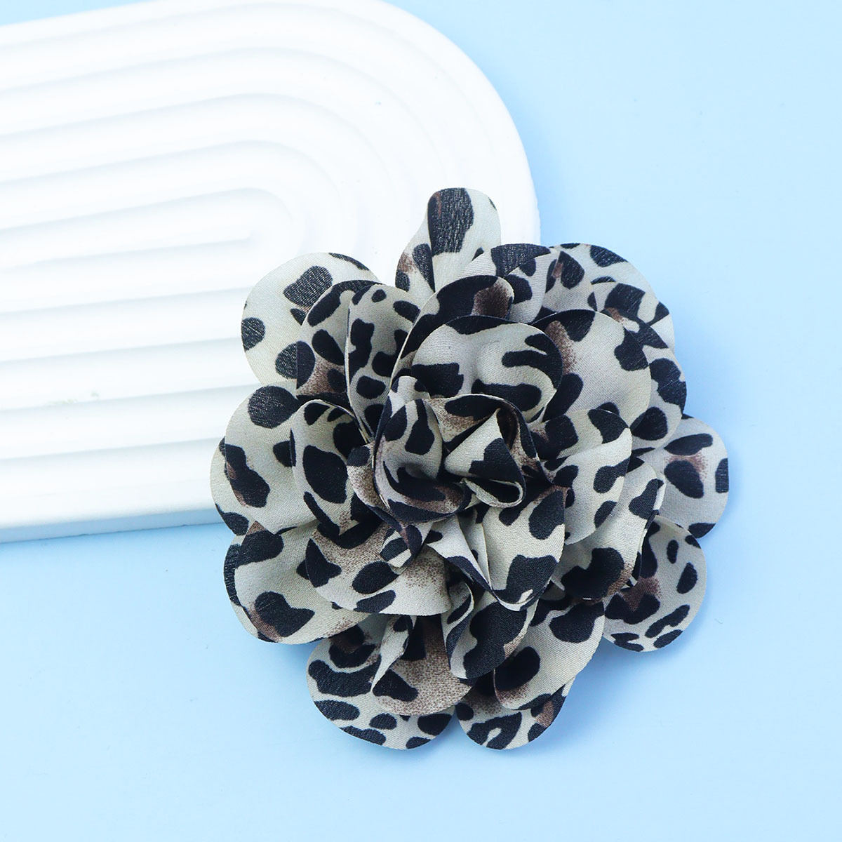 Leopard Print Fabric Multi-layer Fabric Flower Chest Flower Flip Collar Needle Accessories