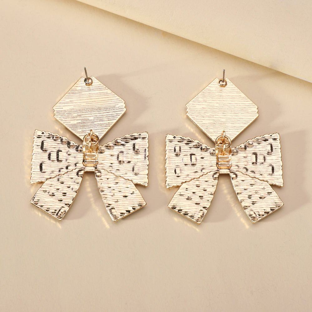 Multicolor Paved Rhinestone Bow Dangle Earrings For Women Boho Statement Vacation Party Daily Wear Accessories