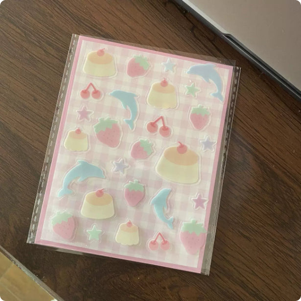 Cute Korean-style Dolphin Hibiscus Jelly Stickers