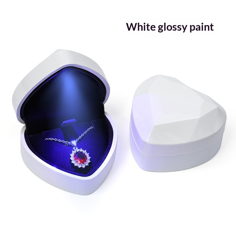 Heart-Shaped Rose Flower Ring Pendant Gift Box