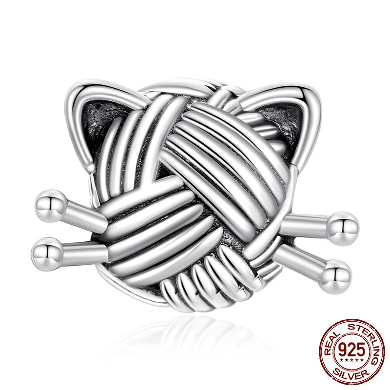 S925 Sterling Silver Cat Wool Beaded Diy Accessories