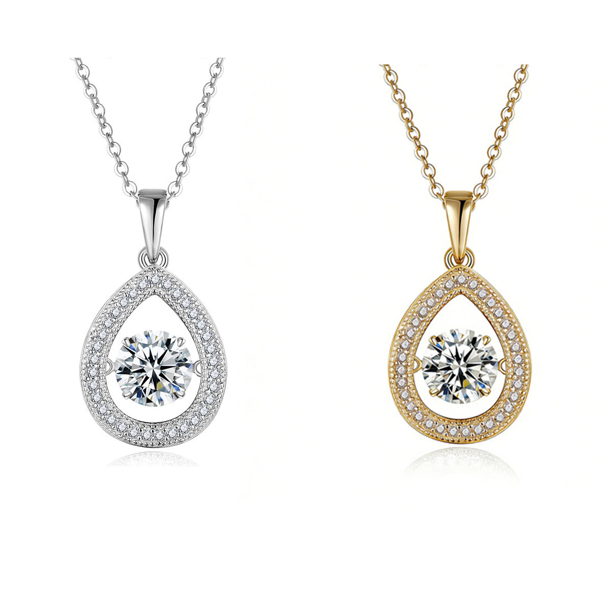 S925 Sterling Silver 1ct D Color VVS1 Moissanite Teardrop Necklace 45cm Platinum Plated Pave Halo GRA Certified Gift Box