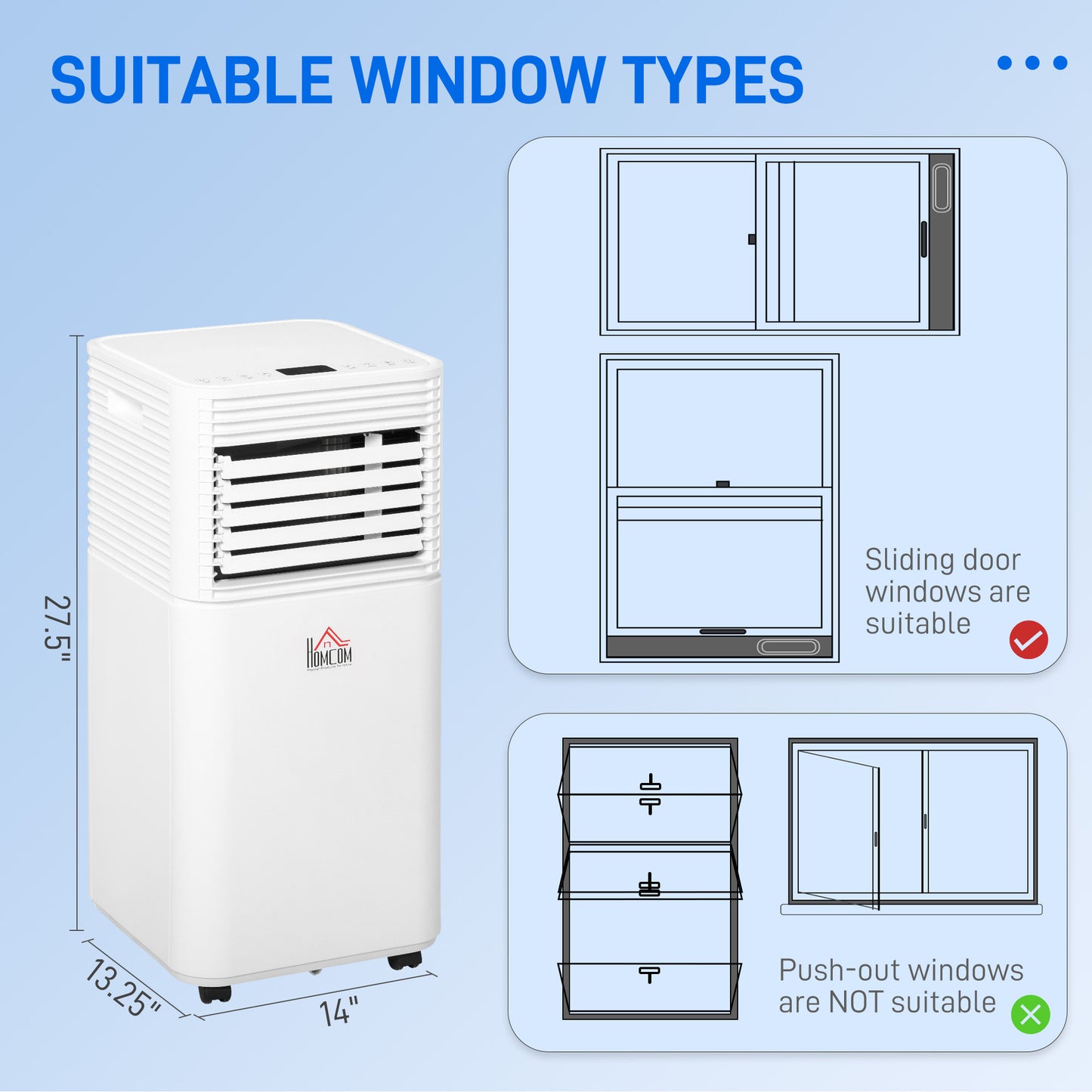 8000 BTU Mobile Air Conditioner for Cooling and Dehumidifying, Remote Control, 24H Timer, LED Display, White