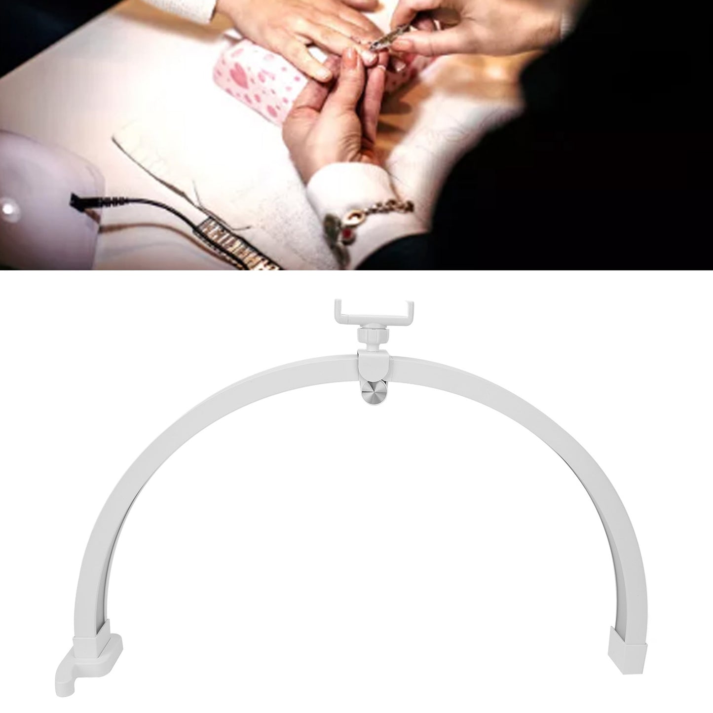 22 Inch Half Moon Nail Desk Lamp 20W Touch Control Foldable Manicure Tattoo Desk Beauty Light 3200‑5600K CRI >90 With Phone Clip 100‑240V
