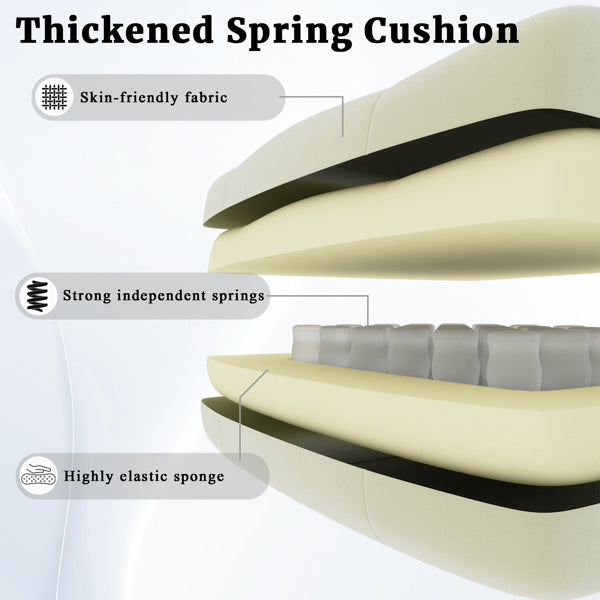 Ergonomic Gaming Chair, Video Game Chair With Massage Lumbar Support And Footrest, Height Adjustable Fabric Computer Chair With Pocket Spring Cushion, White