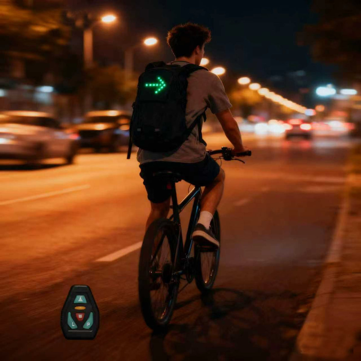Outdoor LED Riding Light Backpack, Remote Control Directional Light Riding Bag, Adjustable Bicycle Bag Accessory Guide Light Suitable For Night Running And Riding