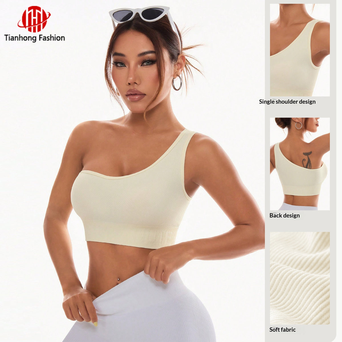 Womens Solid-Color Yoga Running And Fitness Tight Top