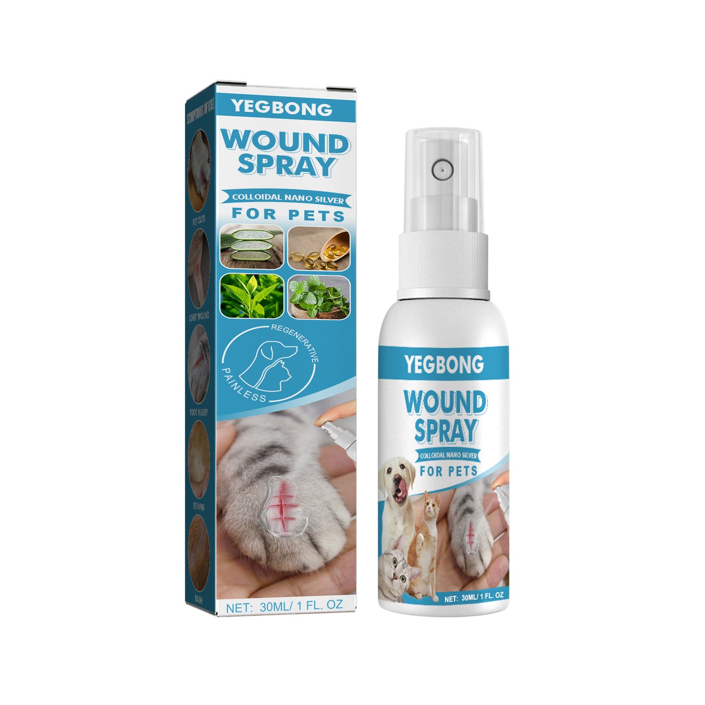 Natural Pet Wound Spray For Cats Dogs Skin Care Cuts Anti Itch Allergies Inflammation Relief