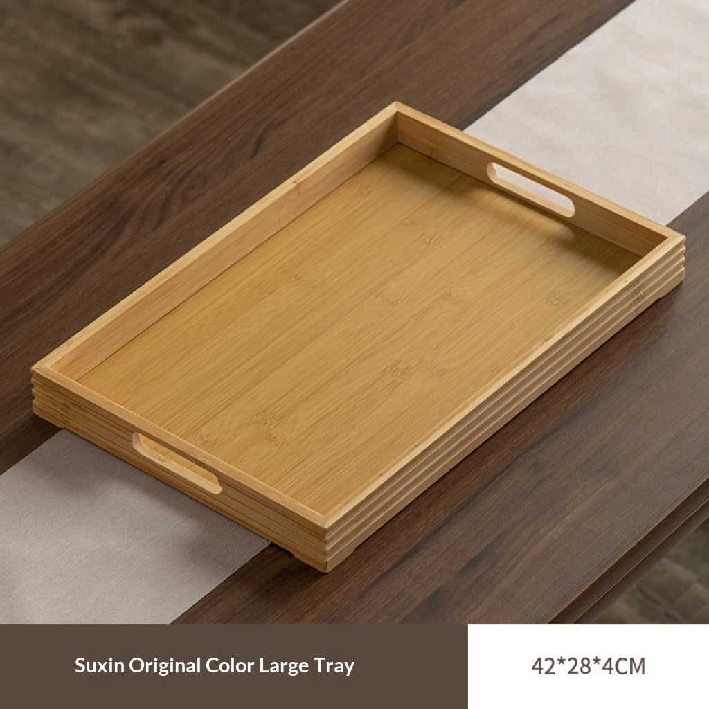 Bamboo Cloud-Shaped Ruyi-Style Multi-Functional Dinner And Tea Tray
