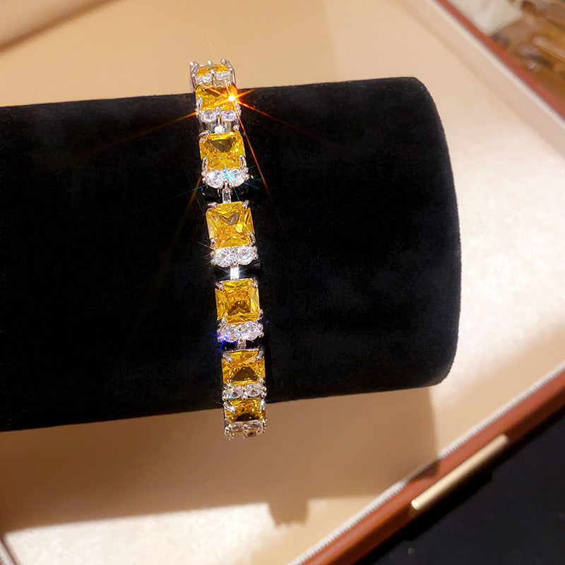 French Style Oval Zircon Bracelet For Women Sweet Luxury Bangle Wedding Party Fashion Jewelry