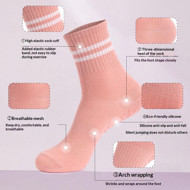 Pilates Mid Calf Exercise Socks With A Towel Backed Sole