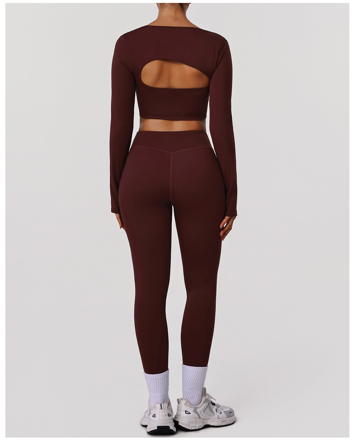 Hollow-out Fitness Top With Pads And Bootcut Tight Cropped Pants Set For Running And Butt-Lifting